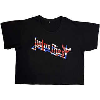 Judas Priest Ladies Slim Fit T-Shirt: Union (Boxy Style/Glitter Print)