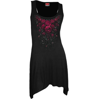 Spiral Ladies Goth Bottom Camisole Dress: Blood Rose (Black)