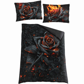 Spiral Duvet Set: Burnt Rose (Black)