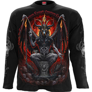 Spiral Long Sleeve T-Shirt: Baphomet (Black) (Back & Sleeve Print)