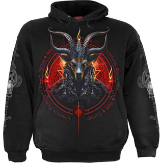 Spiral Pullover Hoodie: Baphomet (Black) (Back & Sleeve Print)