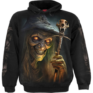 Spiral Pullover Hoodie: Witch's Brew (Black) (Back & Sleeve Print)