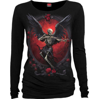 Spiral Ladies Long Sleeve Baggy T-Shirt: Cupid's Curse (Black)