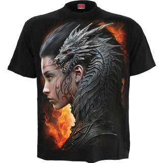 Spiral T-Shirt: Draco Queen (Black) (Back Print)