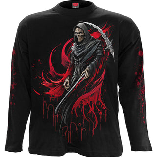 Spiral Long Sleeve T-Shirt: Screaming Death (Black) (Back & Sleeve Print)