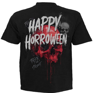 Spiral T-Shirt: Happy Horroween (Black) (Back Print)