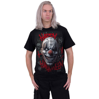 Spiral T-Shirt: Happy Horroween (Black) (Back Print)