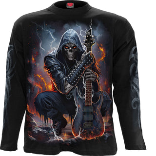 Spiral Long Sleeve T-Shirt: Death Rocker (Black) (Back & Sleeve Print)