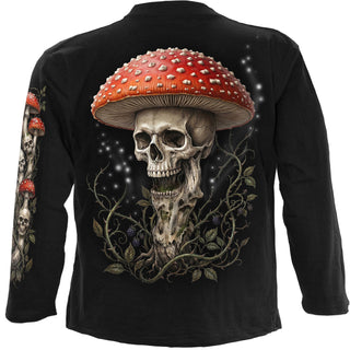 Spiral Long Sleeve T-Shirt: Shrooms (Black) (Back & Sleeve Print)