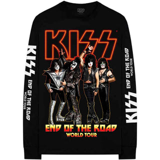 KISS Unisex Long Sleeve T-Shirt: End Of The Road Tour (Black) (Ex-Tour & Back & Sleeve Print)