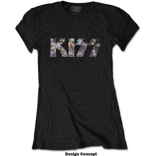 KISS Ladies Embellished T-Shirt: Logo (Diamante)