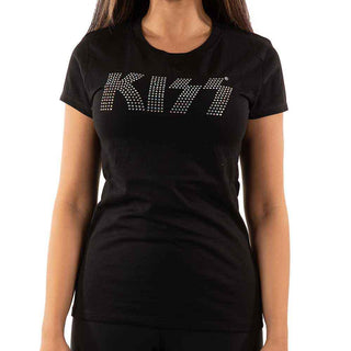KISS Ladies Embellished T-Shirt: Logo (Diamante)