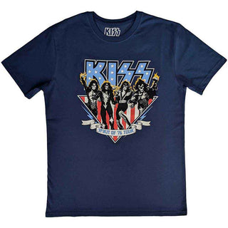 KISS Unisex T-Shirt: Americana (Denim Blue) (Back Print)