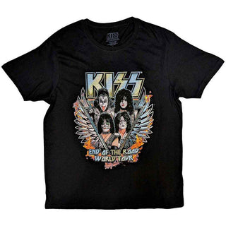 KISS Unisex T-Shirt: End Of The Road Wings (Black) (Back Print)