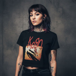 Korn Ladies Crop Top: Shadow Playground (Black)