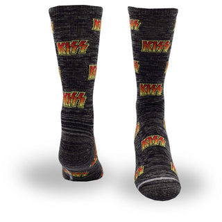 KISS Crew Socks: Allover Logo (Black) (UK Size 6.5 - 11)