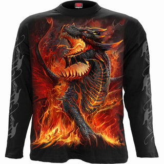 Spiral Long Sleeve T-Shirt: Draconis (Black) (Back & Sleeve Print)