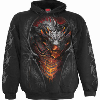 Spiral Pullover Hoodie: Draconis (Black) (Back & Sleeve Print)