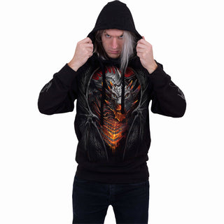 Spiral Pullover Hoodie: Draconis (Black) (Back & Sleeve Print)
