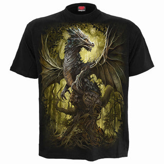 Spiral T-Shirt: Oak Dragon (Black) (Back Print)