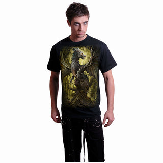 Spiral T-Shirt: Oak Dragon (Black) (Back Print)