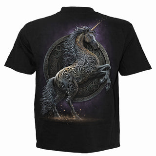 Spiral T-Shirt: Celtic Unicorn (Black) (Back Print)