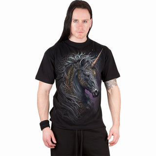 Spiral T-Shirt: Celtic Unicorn (Black) (Back Print)