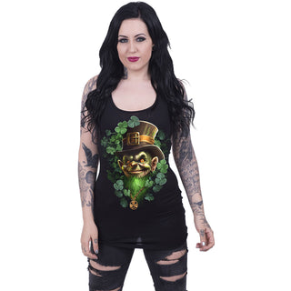 Spiral Ladies Razor Back Vest T-Shirt: Shenanigans (Black)
