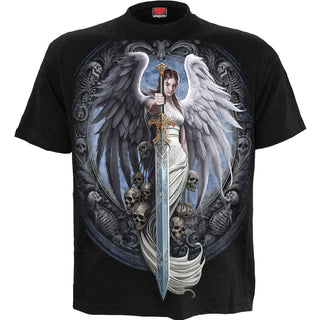 Spiral T-Shirt: Angel Sword (Black) (Back Print)