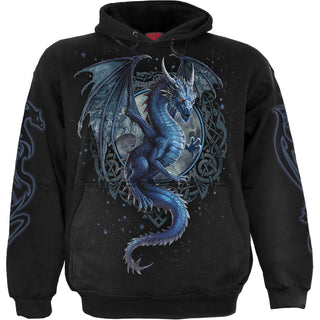 Spiral Pullover Hoodie: Storm Dragon (Black) (Back & Sleeve Print)