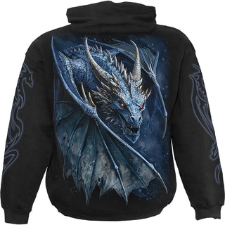 Spiral Pullover Hoodie: Storm Dragon (Black) (Back & Sleeve Print)