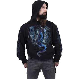Spiral Pullover Hoodie: Storm Dragon (Black) (Back & Sleeve Print)