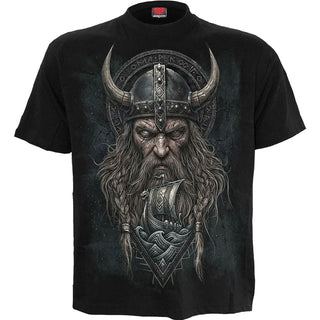 Spiral T-Shirt: Viking Norseman (Black) (Back Print)