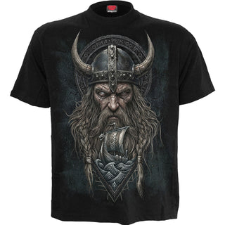 Spiral T-Shirt: Viking Norseman (Black) (Back Print)