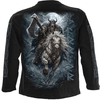 Spiral Long Sleeve T-Shirt: Viking Rampage (Black) (Back & Sleeve Print)