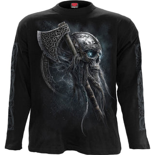 Spiral Long Sleeve T-Shirt: Viking Rampage (Black) (Back & Sleeve Print)