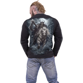 Spiral Long Sleeve T-Shirt: Viking Rampage (Black) (Back & Sleeve Print)