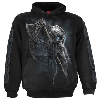 Spiral Pullover Hoodie: Viking Rampage (Black) (Back & Sleeve Print)