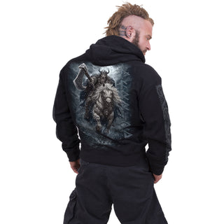 Spiral Pullover Hoodie: Viking Rampage (Black) (Back & Sleeve Print)