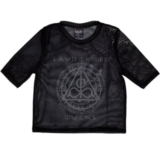 Lamb Of God Ladies Crop Top: Omens Clock (Mesh)