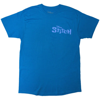 Disney Unisex T-Shirt: Stitch Logo (Blue) (Back Print)