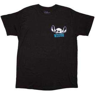 Disney Unisex T-Shirt: Stitch Aloha Collage (Black) (Back Print)
