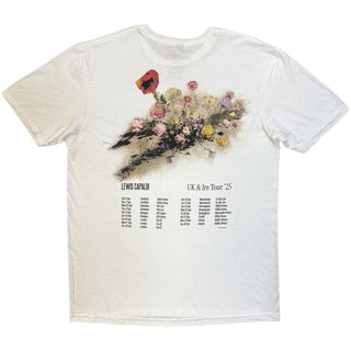 Lewis Capaldi T-Shirt: Flowers UK Tour '25 (White) (Back Print) (Ex-Tour)