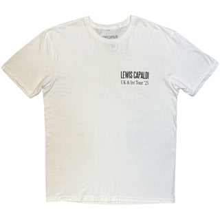 Lewis Capaldi T-Shirt: Flowers UK Tour '25 (White) (Back Print) (Ex-Tour)