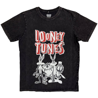 Looney Tunes Stone Wash T-Shirt: Characters Black & White (Black)