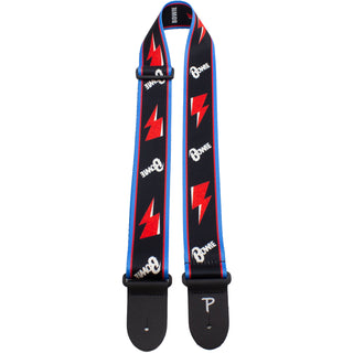 David Bowie Guitar Strap (Poly): Flash (Black)