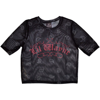 Lil Wayne Ladies Crop Top: Script Logo (Mesh)