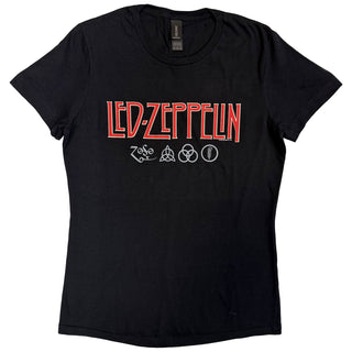 Led Zeppelin Ladies Slim Fit T-Shirt: Logo & Symbols
