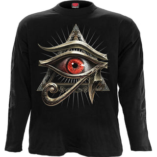 Spiral Long Sleeve T-Shirt: Evil Eye (Black) (Back & Sleeve Print)