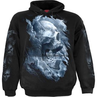 Spiral Pullover Hoodie: Grave Skies (Black) (Back & Sleeve Print)